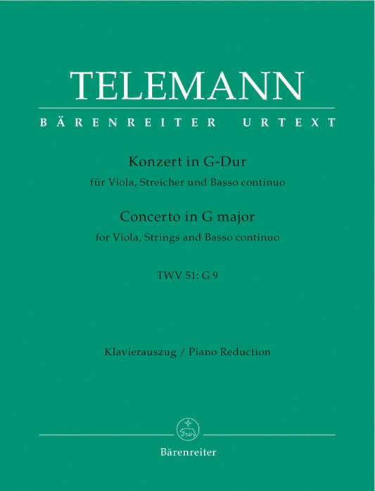 Telemann, G.P. (Hirschmann): Concerto in G Major (viola & piano) Barenreiter