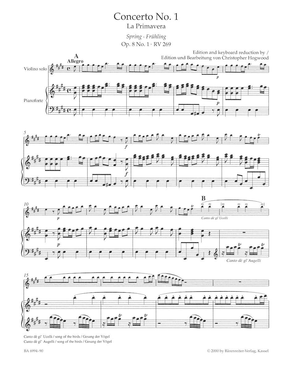Vivaldi, Antonio (Hogwood): Four Seasons (violin & piano) Barenreiter