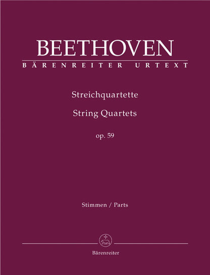 Beethoven (Del Mar): String Quartets, Op. 59 - URTEXT (string quartet parts) Barenreiter