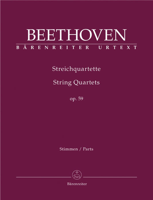 Beethoven (Del Mar): String Quartets, Op. 59 - URTEXT (string quartet parts) Barenreiter