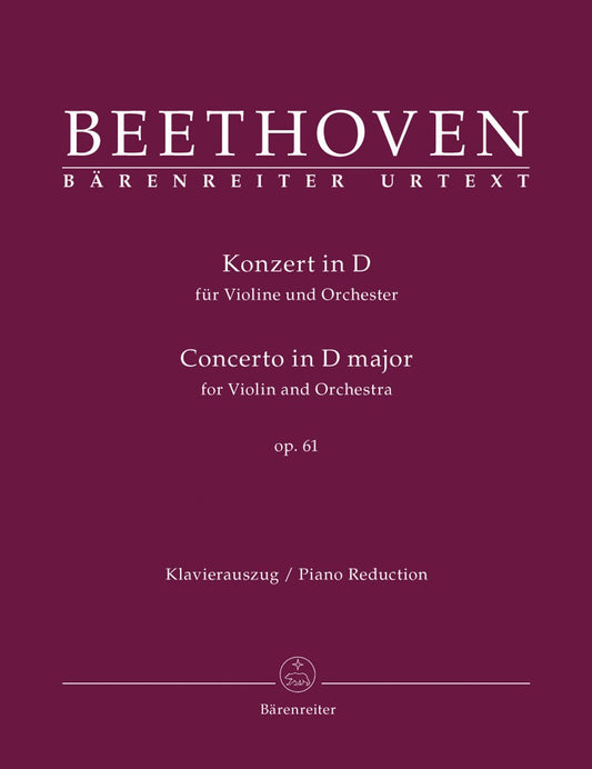 Beethoven, L. van (Del Mar): Violin Concerto in D Major, Op. 61 (violin & piano) Barenreiter Urtext
