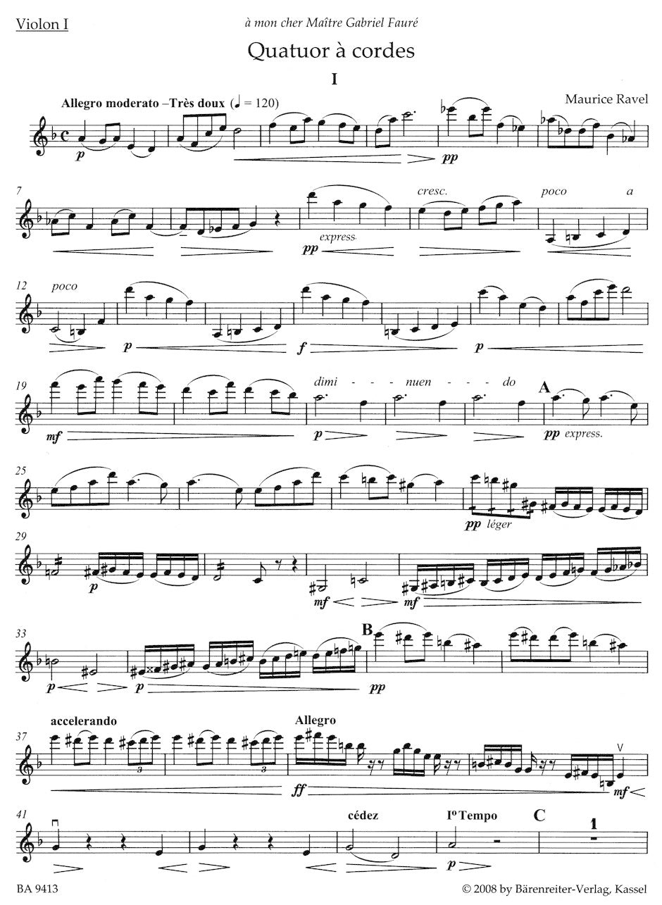 Ravel (Appold): String Quartet - URTEXT (string quartet) Barenreiter