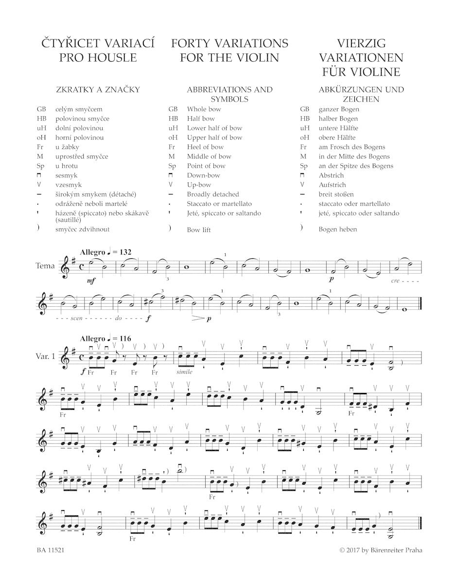 Sevcik (Kudelasek): 40 Variations for the Violin, Op.3 - URTEXT (violin) Barenreiter