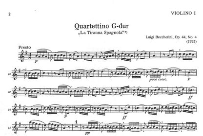 Boccherini, Luigi: String Quartet Op.44 No.4 La Tiranna Spagnola