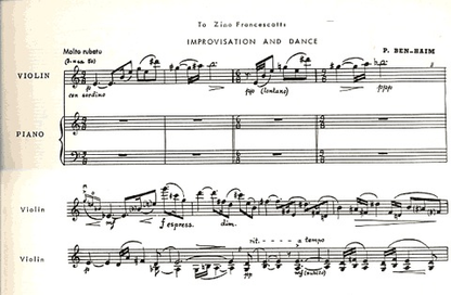 Ben-Haim, Paul: Improvisation and Dance (violin & piano)
