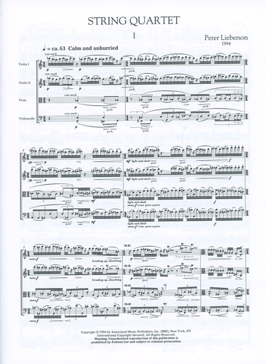 Lieberson, Peter: String Quartet (score and parts)