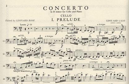 Lalo, Edouard (Rose): Concerto in D minor (cello & piano) IMC