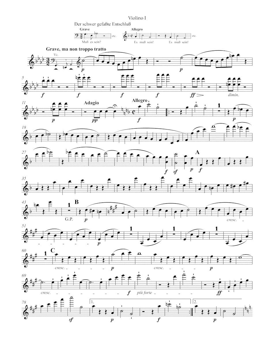 Beethoven, L. (Del Mar): String Quartet in F major, op. 135, Barenreiter Urtext