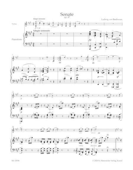 Beethoven, L. (Clive Brown): Sonata in A major (Kreutzer Sonata) op. 47, (violin & piano) Barenreiter