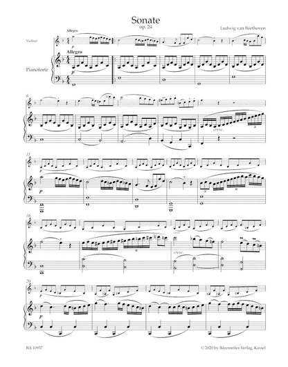 Beethoven, L. (Clive Brown): Sonata in F major (Spring Sonata) op. 24, (violin & piano) Barenreiter