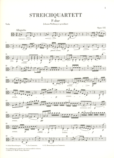 Beethoven, L.van (Cadenbach): String Quartet in F, Op. 135 (2 violin, viola, and cello)