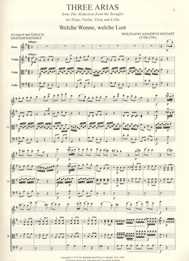 Mozart, W.A.: Three Arias-Abduction from the Seraglio (flute, violin, viola, cello)