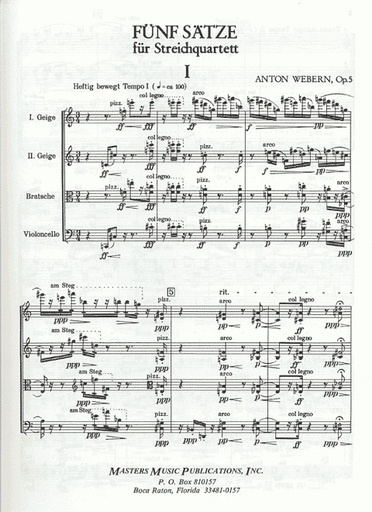 Webern, Anton: Five Pieces for String Quartet Op.5 (score and parts)