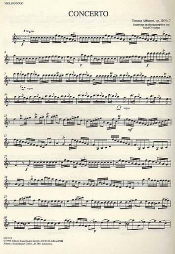 Albinoni, T.: Concerto Op.10/7 in f (violin & piano)