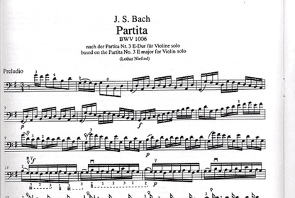 Bach, J.S. (Niefind): Partita in G-based on Violin Partita No.3 (cello solo)