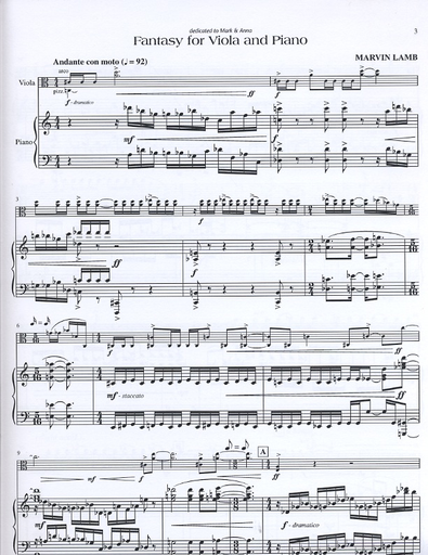Lamb, Marvin: Fantasy for Viola and Piano