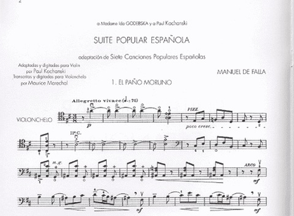 DeFalla, Manuel: Suite Popular Espanola (cello & piano)