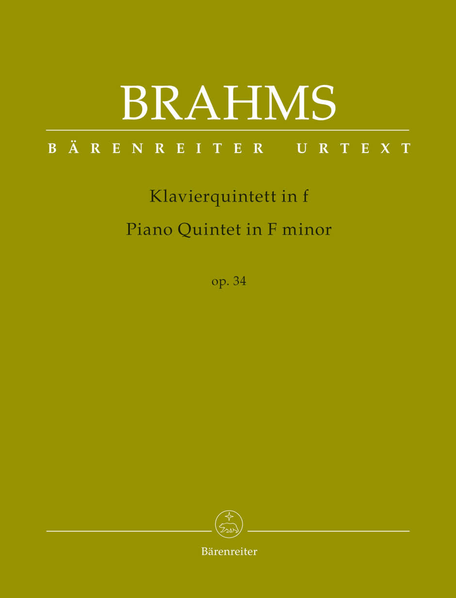 Brahms: Piano quintet in F minor Op.34 - URTEXT (violin, violin, viola, cello & piano) Barenreiter