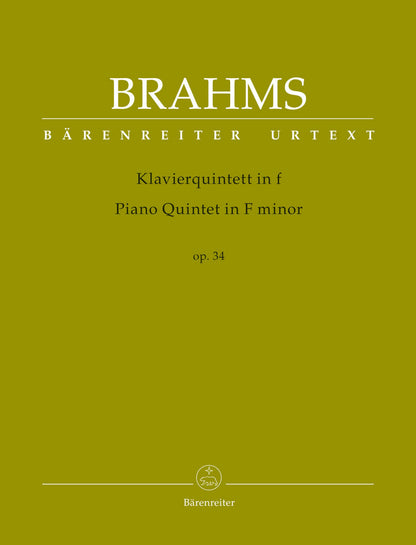 Brahms: Piano quintet in F minor Op.34 - URTEXT (violin, violin, viola, cello & piano) Barenreiter
