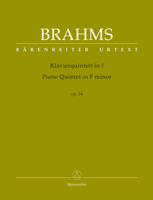 Brahms: Piano quintet in F minor Op.34 - URTEXT (violin, violin, viola, cello & piano) Barenreiter
