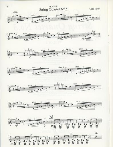 Vine, Carl: String Quartet No. 3 (1994) scorer and parts