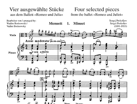 Prokofiev, Sergei (Borisovsky): Four Pieces from Romeo & Juliet (viola & piano)