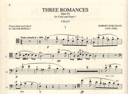 Schumann, Robert (Despalj): 3 Romances (Cello & piano) IMC