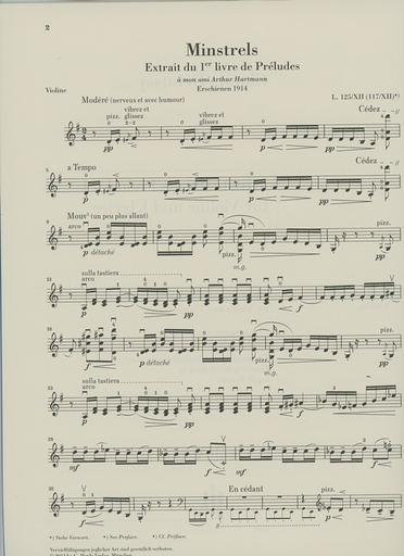 Debussy, C. (Kabisch/Turban, ed.): Minstrels from Preludes 1, urtext (violin & piano)