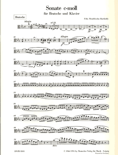 Mendelssohn, Felix: Sonate in c minor (viola & piano)