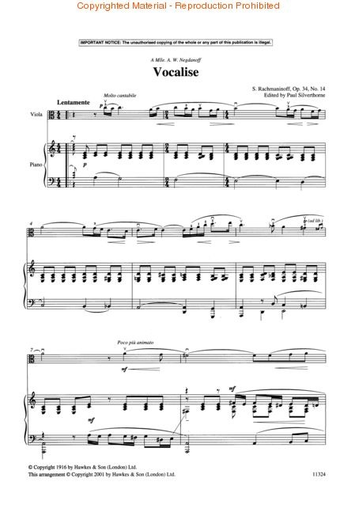 Rachmaninoff (Silverthorne): Vocalise (viola & piano)