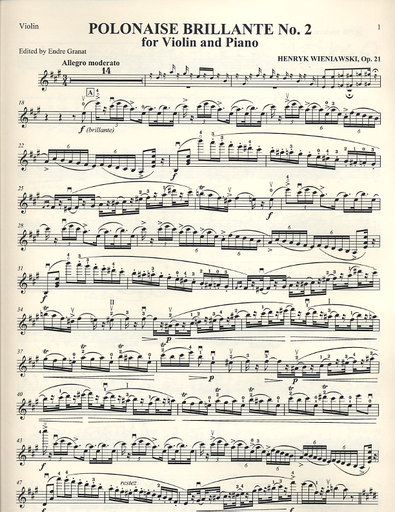 Wieniawski, H. (Heifetz/Granat): Polonaise Brillante No. 2 Op. 21 (violin & piano)