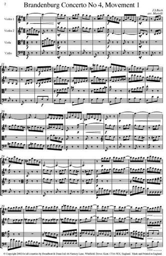 Bach, J.S. (Martelli): Brandenburg Concerto No. 4 Movement 1 (string quartet)