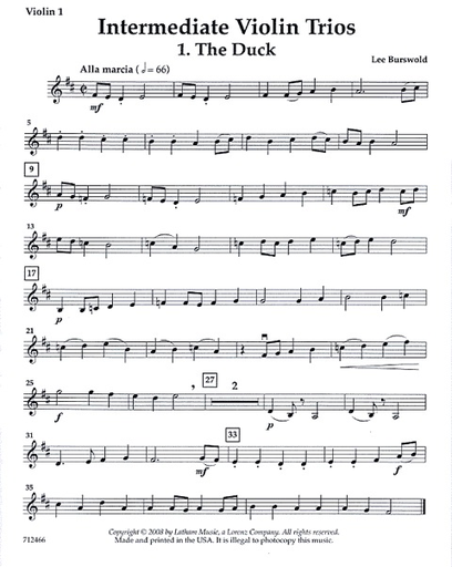 Burswold, Lee: Intermediate Violin Trios (parts and score)