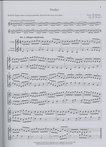 Wohlfahrt, F. & Kelly, R.: Studies, Op. 45, Volume I, for Violin with Newly Composed Violin Accompaniments (violin)