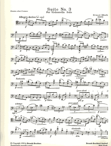 Bloch, Ernest: Suite No. 3 (cello solo)