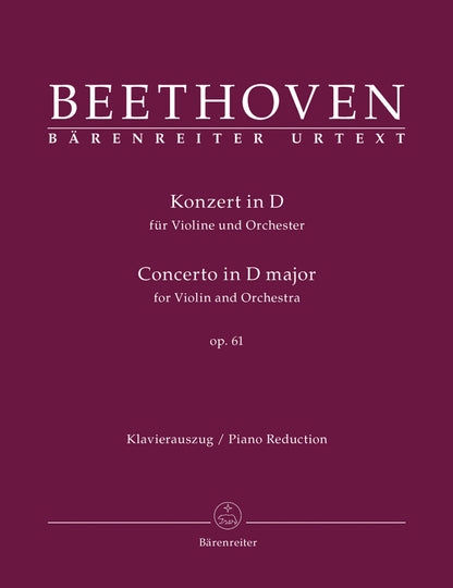 Beethoven, L. van (Del Mar): Violin Concerto in D Major, Op. 61 (violin & piano) Barenreiter Urtext