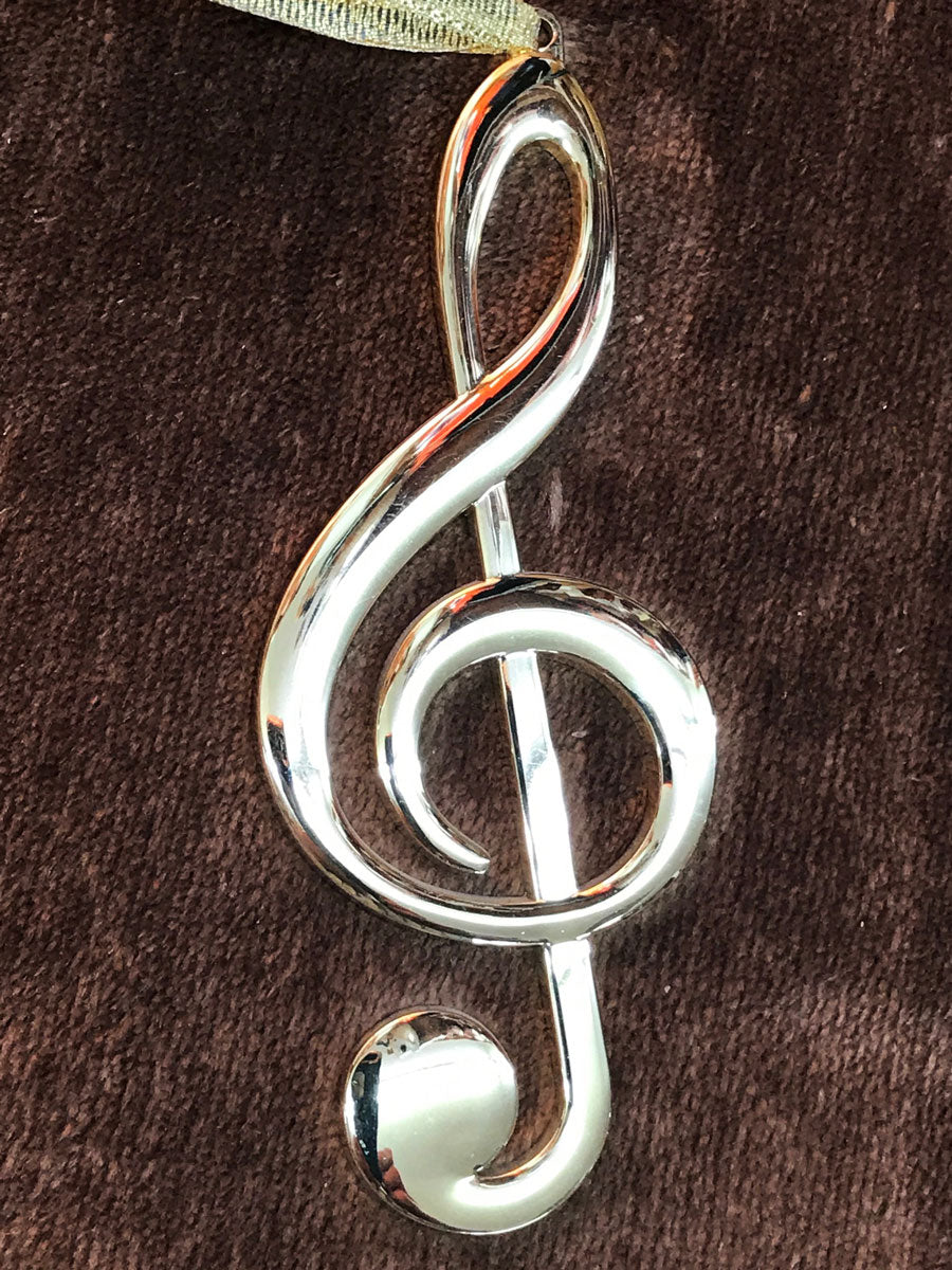 G-Clef (treble-clef) Ornament - Gold plated, 5"