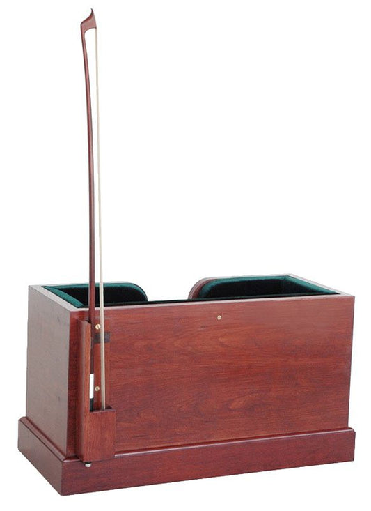 Lemurian Crafts cherry veneer cello stand with bow holder,