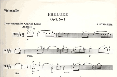 Scriabin (Krane): Prelude Op.9 No.1 (cello & piano)
