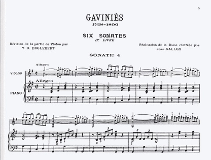 Gavinies, Pierre: Six Sonatas Bk.2 #4-6 (violin & piano)