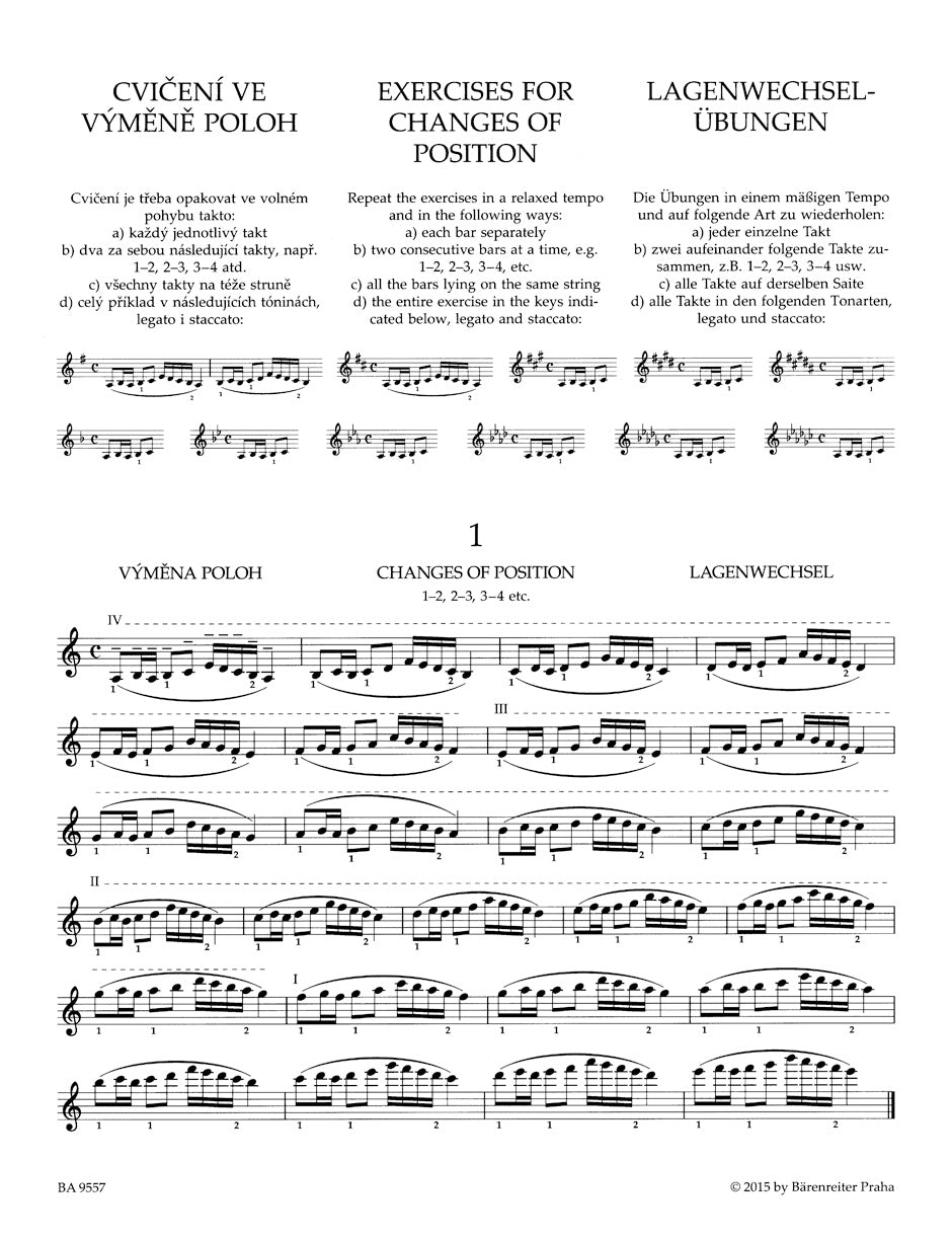 Sevcik, Otakar: Changes of Position and Preparatory Scales Studies, Op. 8 (violin) Barenreiter