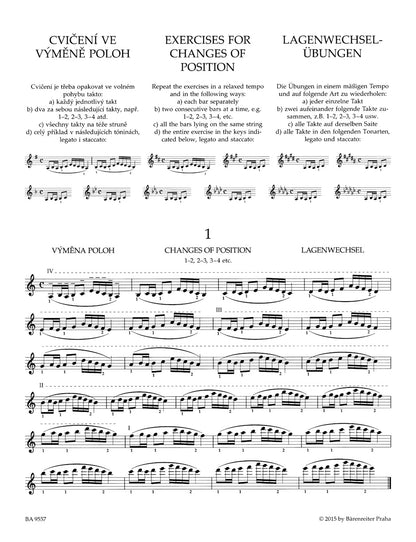 Sevcik, Otakar: Changes of Position and Preparatory Scales Studies, Op. 8 (violin) Barenreiter