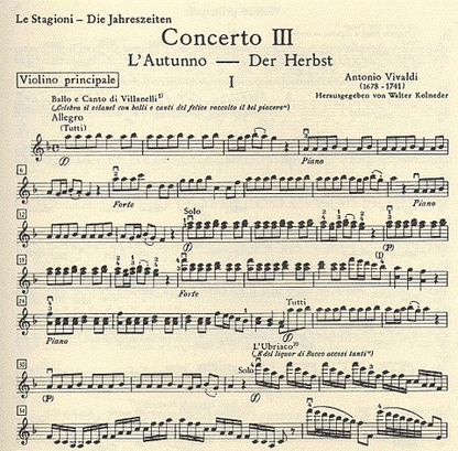 Vivaldi (Kolneder): ''Autumn'' from The Seasons, RV293 (violin & piano)  PETERS