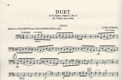 Borghi, Luigi: Duet in G Major Op.5#3 for Violin & Cello