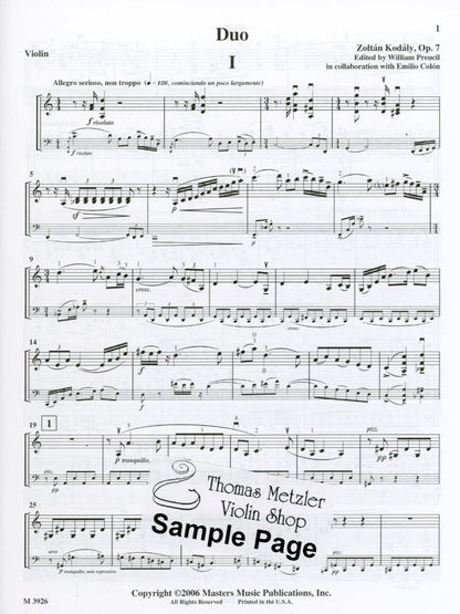 Kodaly (Starker): Duo, Op.7 (violin & cello) Ludwig Masters