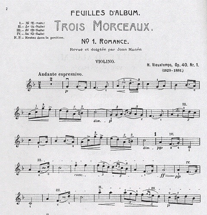 Vieuxtemps, Henri: Feuilles D'Album Op.40 (violin & piano)