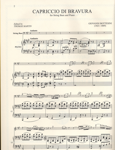 Bottesini, Giovanni (Martin): Two Caprices- Capriccio di Bravura and Allegretto Capriccio (bass & piano)