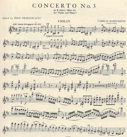 Saint-Saens, Camille (Francescatti): Violin Concerto #3 Op.61 (violin & piano)