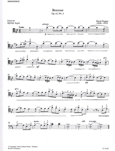 Popper: Popular Concert Pieces, Vol.1 (cello & piano) Editio Musica Budapest