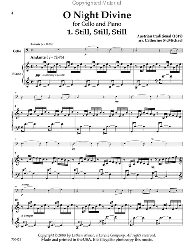McMichael: (collection) O Night Divine - ARRANGED (cello & piano)  Latham Music